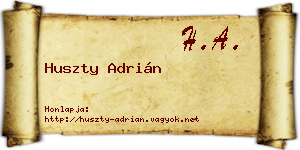 Huszty Adrián névjegykártya