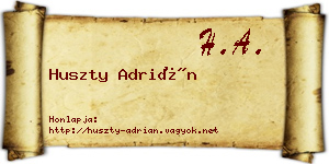 Huszty Adrián névjegykártya